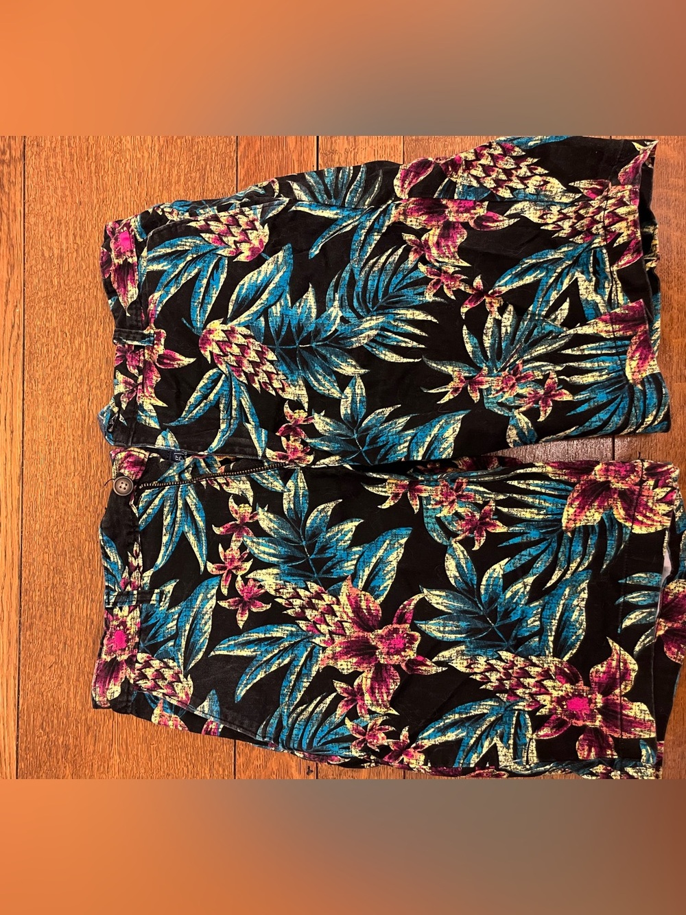 George Black Floral Pineapple Men's Bermuda Shorts - Blue & Pink